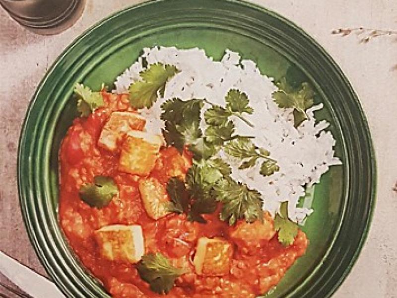 Tikka masala med linser och pannoumi Linsgryta