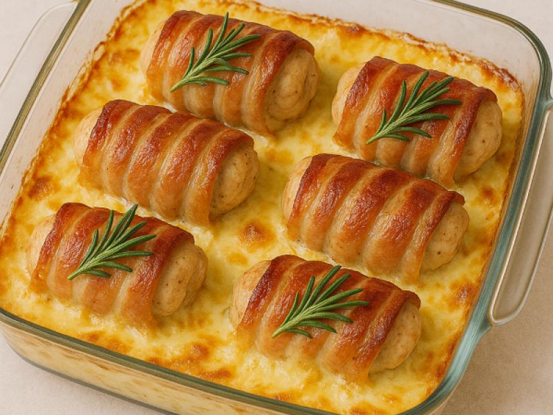 Baconlindad kycklingfilé i ugn