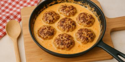 Köttfärsbiffar med paprika och chilisås